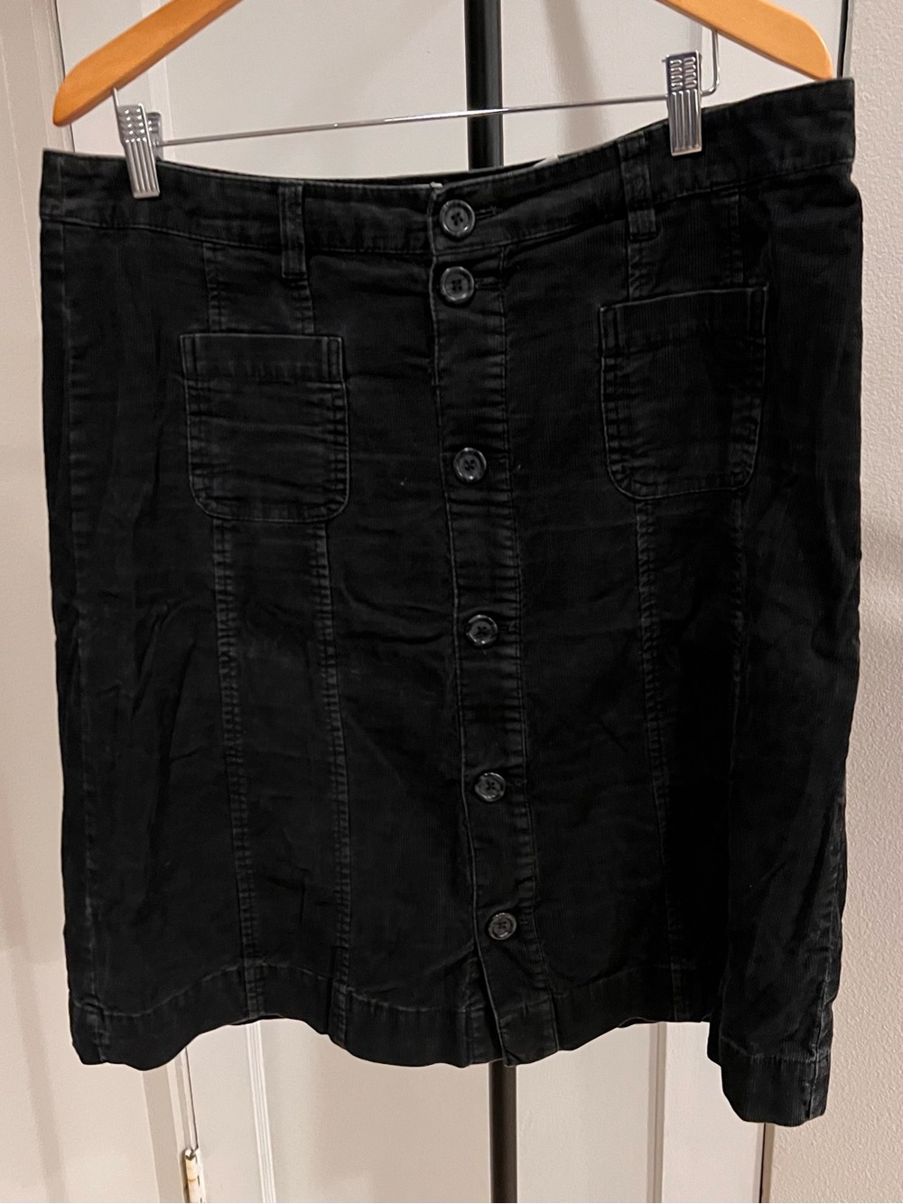 LOGG Black Button-Front Mini Skirt with Patch Pockets
